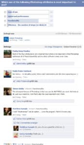 Bild zeigt Facebook Umfrage mit Kommentaren am Beispiel Adobe Photoshop Fanpage