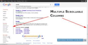 Screenshot: Google im Zwei-Spalten-Layout