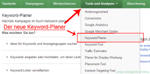 Screenshot Google Adwords Keyword-Planer aufrufen