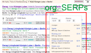Screenshot organische Suchergebnisse mit Hotel-Preisvergleich